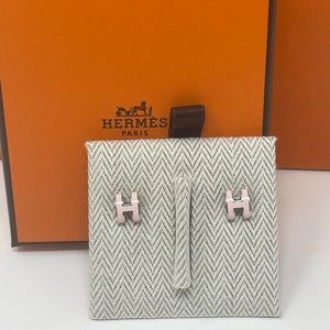 New Hermes Mini Pop H Stud Earrings Mini Size Color: Pink/Silver